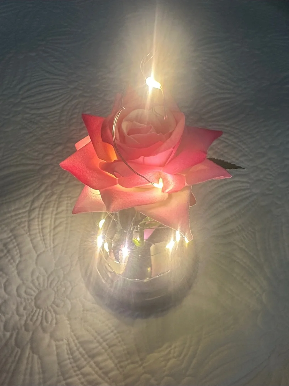 Light-Up Pink Rose Glass Dome Centerpiece